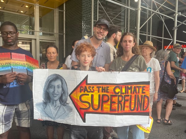 activists rally to ask Governor Hochul to sign the Superfund Act into Law