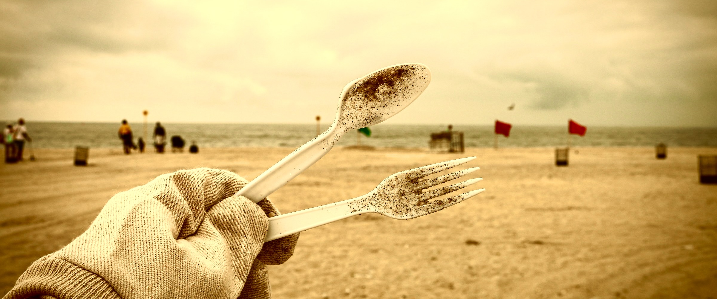 plastic utensils found on beach